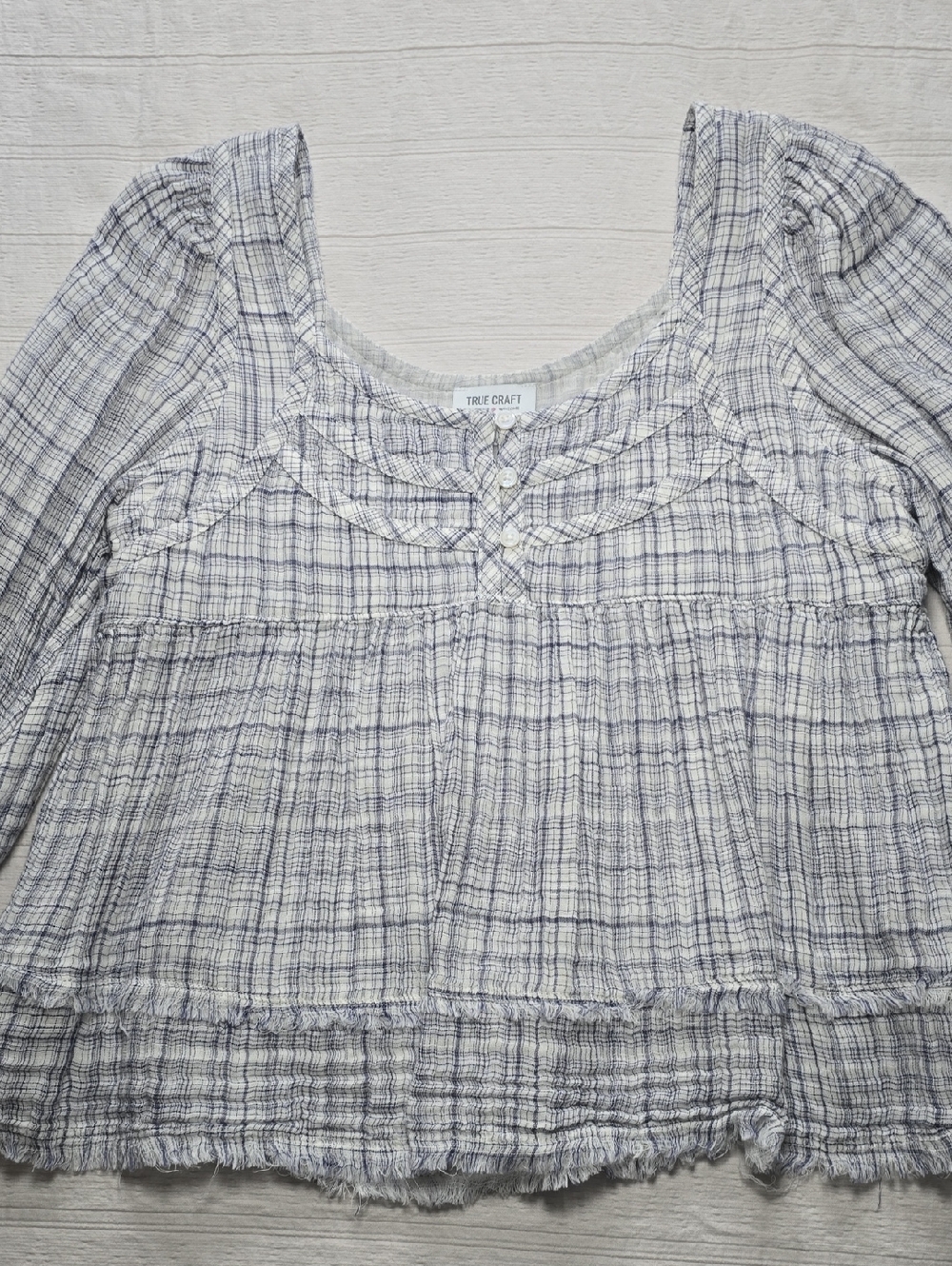 True Craft Boho Crop Peasant Blouse Women's Size Small